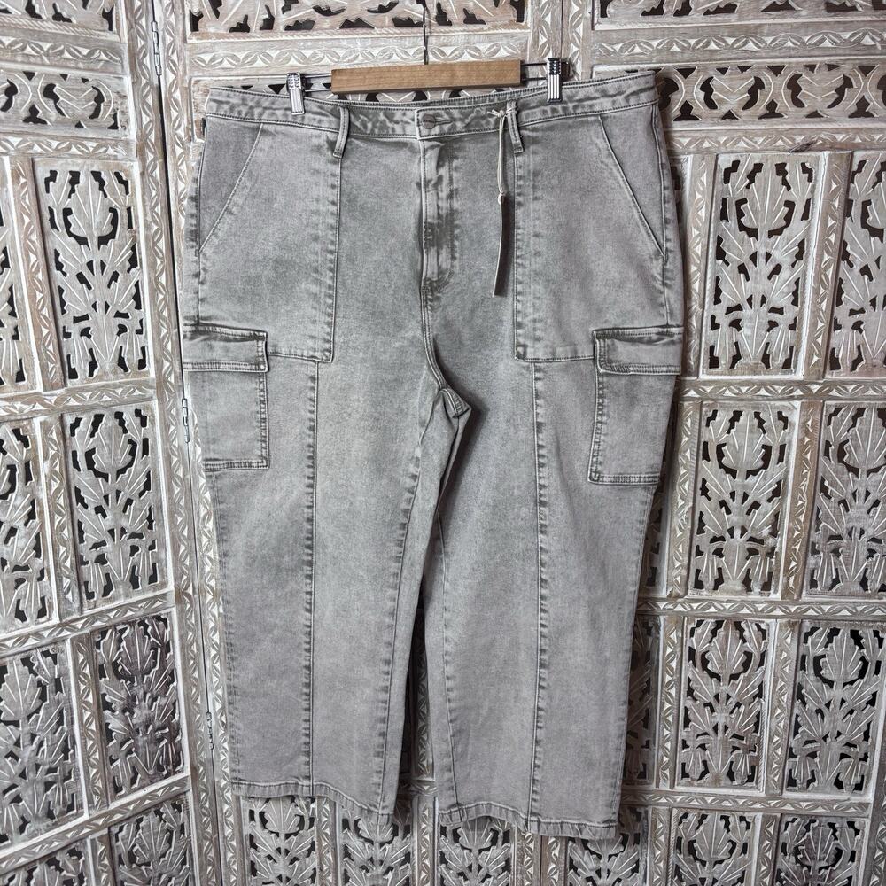Driftwood Jeans Royce Cargo Wide Leg Straight Leg Acid Wash Womens Plus W24 L27